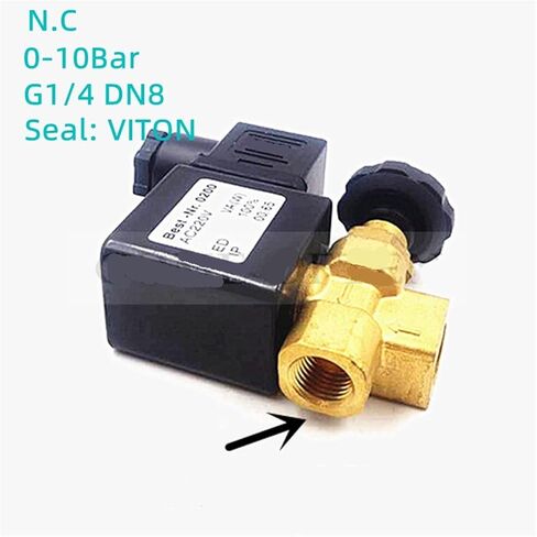2-Position 2-Way Adjustable Steam Solenoid Valve TJF-08 G1/4" Hot Table Iron Steam Valve Ac220v Dc24v Direct Acting VITON 150℃(24VDC) in Saudi Arabia