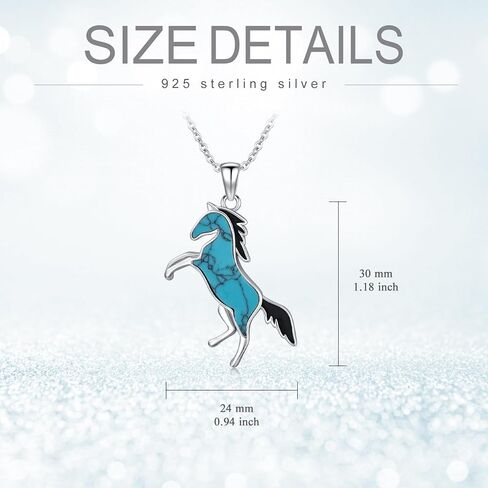 قلادة حصان تركواز من الفضة الإسترليني عيار 925 للفتيات والنساء، قلادة على شكل حصان مجوهرات هدايا عيد الحب وعيد الميلاد وعيد الأم in Kuwait