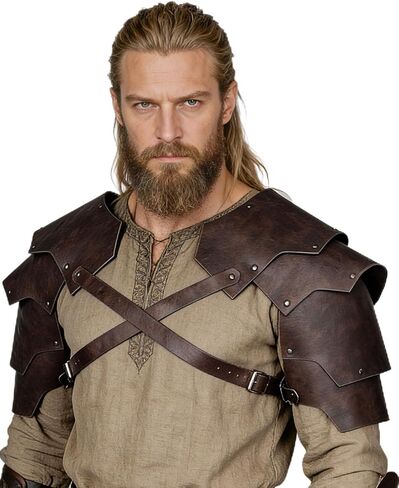 Joukavor Medieval Leather Pauldron Shoulder Armor Viking Renaissance LARP Cosplay Accessory for Men in Saudi Arabia