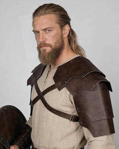 Joukavor Medieval Leather Pauldron Shoulder Armor Viking Renaissance LARP Cosplay Accessory for Men in Saudi Arabia