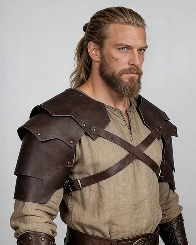 Joukavor Medieval Leather Pauldron Shoulder Armor Viking Renaissance LARP Cosplay Accessory for Men in Saudi Arabia