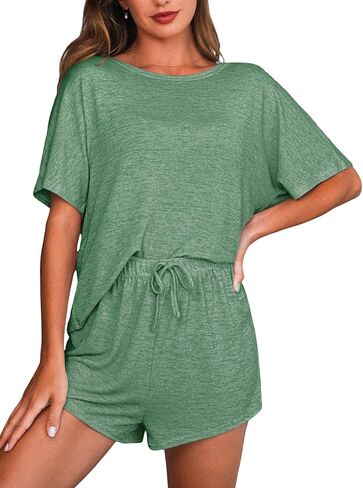 CUPSHE Short Sleeve Pajama Sets for Women Casual Crew Neck 2 Piece Lounge Sets in Saudi Arabia