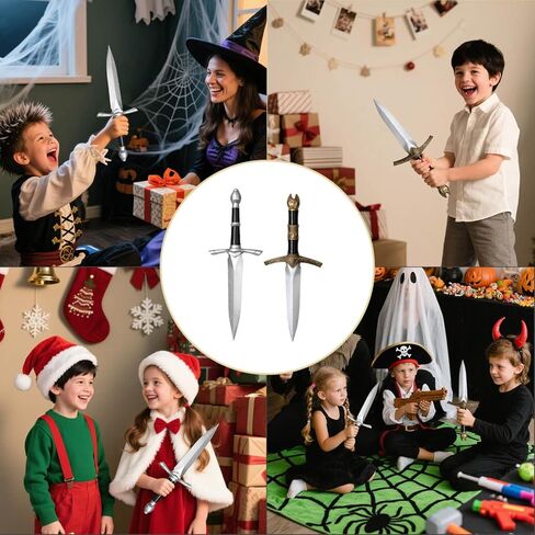 2 قطعة سيف خنجر رغوي مزيف مقاس 14.7 بوصة، سيف لعبة خنجر من إسفنج البولي يوريثان في القرون الوسطى، ملحقات لعبة خناجر رن فير للبالغين والأطفال in Kuwait