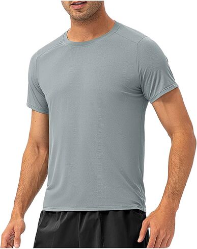Men's Lightweight Short Sleeve Shirt Moisture Wicking Running Athletic Shirt Breathable Fitness Casual Quick Dry Shirt in Saudi Arabia