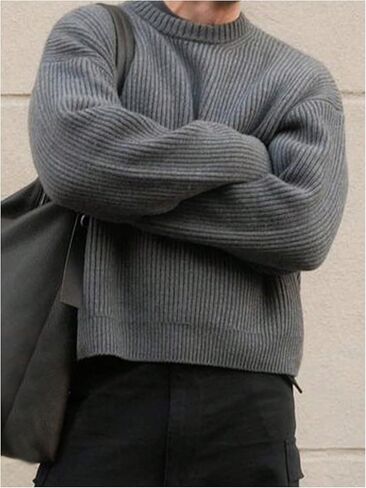 SOLY HUX Sweaters for Men Long Sleeve Crew Neck Sweater Knitted Pullover Tops Fall Clothes in Saudi Arabia