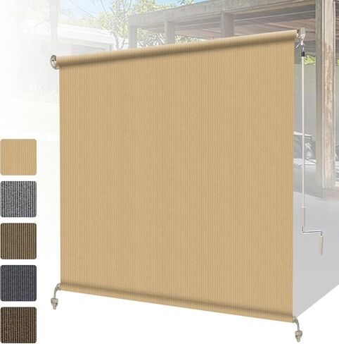 ظل دوار خارجي من Shade&Beyond بتصميم مقسم، ستائر فناء لاسلكية مقاس 30.48 سم عرضًا × 20.32 سم ارتفاعًا مع حماية 90% من الأشعة فوق البنفسجية لشرفة العريشة والشرفة، سمسم in Saudi Arabia