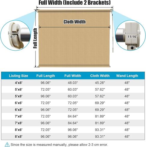 مظلة دوارة خارجية من Amagenix مقاس 15.24 سم عرضًا × 20.32 سم ارتفاعًا، ظلال فناء تعمل بالعصا اللاسلكية، تُلف الستائر الخارجية، نصنع مقاسًا مخصصًا، سمسم in Kuwait