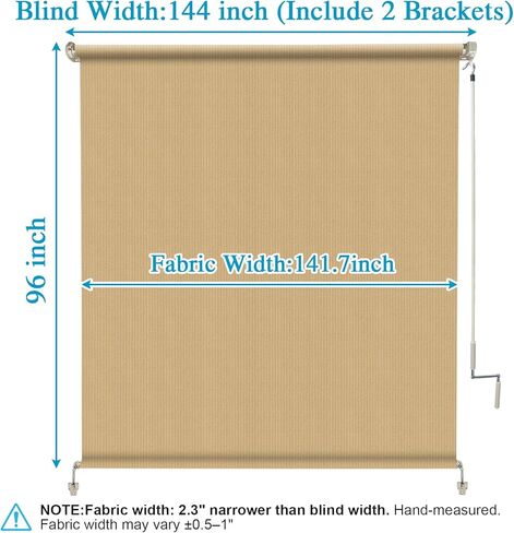 ستائر أماجينيكس الخارجية الدوارة للفناء، 30.48 سم عرضًا × 20.32 سم ارتفاعًا، ستائر خارجية قابلة للطي مع حماية 90% من الأشعة فوق البنفسجية للعريشة وشرفة الشرفة، سمسم in Kuwait