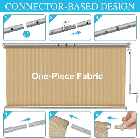 ستائر أماجينيكس الخارجية الدوارة للفناء، 30.48 سم عرضًا × 20.32 سم ارتفاعًا، ستائر خارجية قابلة للطي مع حماية 90% من الأشعة فوق البنفسجية للعريشة وشرفة الشرفة، سمسم in Kuwait