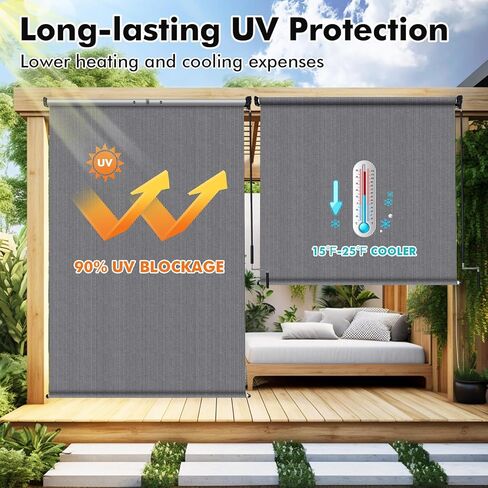 ظلال فناء Artpuch قابلة للطي في الهواء الطلق، شاشة خصوصية مقاس 30.48 سم عرضًا × 20.32 سم ارتفاعًا، ستائر خارجية من القماش لشرفة العريشة أكشاك، رمادي in Kuwait