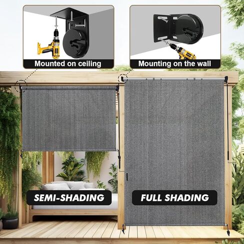 ظلال فناء Artpuch قابلة للطي في الهواء الطلق، شاشة خصوصية مقاس 30.48 سم عرضًا × 20.32 سم ارتفاعًا، ستائر خارجية من القماش لشرفة العريشة أكشاك، رمادي in Kuwait