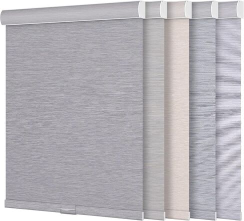 ستائر تعتيم دوارة للنوافذ، ستائر دوارة لاسلكية بدون توقف، ستائر نافذة جاكار مخططة لغرفة النوم، قماش معزول حراريًا (رمادي، عرض 35 بوصة × ارتفاع 72 بوصة) in Kuwait