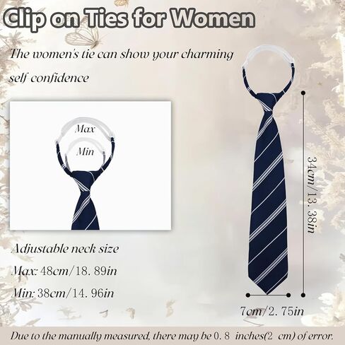 Striped Clip on Tie for Women, Adjustable Pre-tied Womens Tie Uniform Necktie for Office School Daily Party in Saudi Arabia