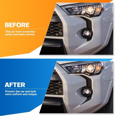 قطعتان من أغطية شارات الضباب الأمامية المتوافقة مع ملحقات 2014-2024 T'0yota 4Runner من البلاستيك ABS وأغطية الشواية الأمامية البلاستيكية ملصقات ديكور لضوء الضباب 4Runner in Kuwait