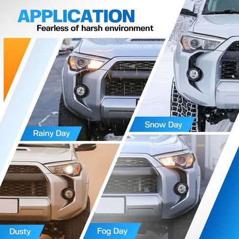 قطعتان من أغطية شارات الضباب الأمامية المتوافقة مع ملحقات 2014-2024 T'0yota 4Runner من البلاستيك ABS وأغطية الشواية الأمامية البلاستيكية ملصقات ديكور لضوء الضباب 4Runner in Kuwait