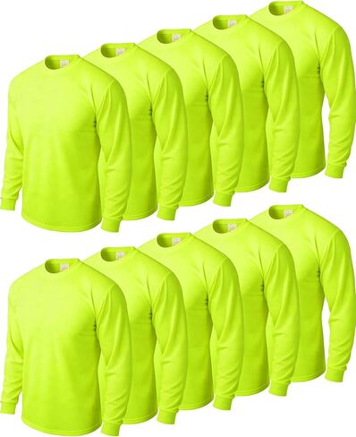 JaGely 10 Pcs Men's Sweatshirt Bulk Pullover Crewneck Sweatshirt Adult Long Sleeve T-shirt High Visibility Safety Crew Neck in Saudi Arabia