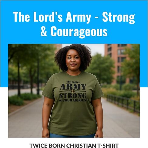تي شيرت مطبوع عليه Twice Born Christian Faith، (جيش الرب)، ديني، يسوع، ملابس الإيمان بالكتاب المقدس، للرجال والنساء in Kuwait