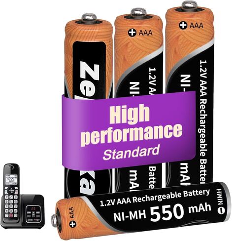 4 Pack Ni-MH AAA Rechargeable Batteries, 1.2V 550mAh AAA Batteries for Panasonic Cordless Phones, Remote Controls, Toys, 1200+ Cycles Low Self-Discharge in Saudi Arabia