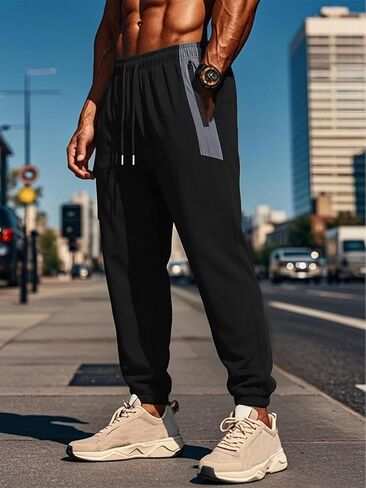 Men's Jogger Pants with Drawstring & Pockets, 1-Pack Athletic Casual Sweatpants for Sports & Everyday Wear in Saudi Arabia