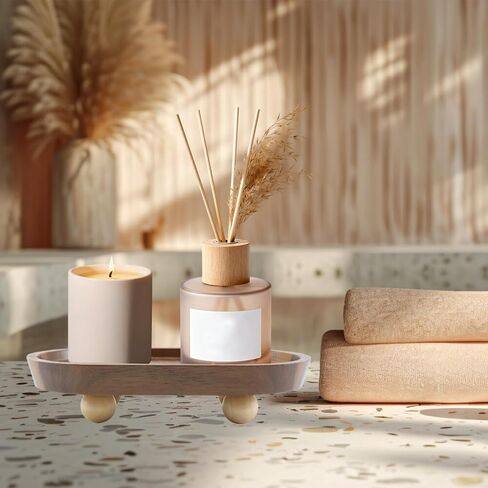 Wooden Risers for Table Display 1 Pcs Candle Ornament Riser Tray Aroma Key Storage Tray Oval 7.87"x4.72" for Farmhouse Kitchen Tabletop Centerpieces in Saudi Arabia