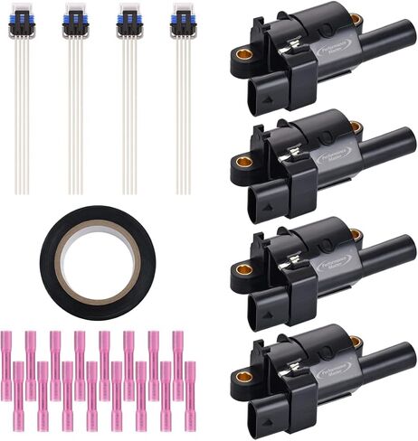 Set of 8 Green Ignition Coils & Pigtail Connector Wiring Harness Kit Compatible with Ford F150 E350 Expedition Lincoln Mercury 4.6L 5.4L Replacement For DG508 DG457 in Saudi Arabia