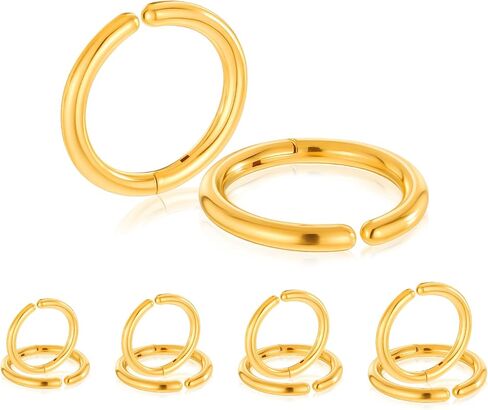 8Pcs Gold Clip On Earrings for Men Women, Non Piercing Fake Hoops 4 Size Cool Stainless Steel Clip On Earring Unisex Hoop Ear Clips Christmas Gifts in Saudi Arabia
