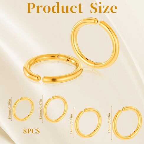 8Pcs Gold Clip On Earrings for Men Women, Non Piercing Fake Hoops 4 Size Cool Stainless Steel Clip On Earring Unisex Hoop Ear Clips Christmas Gifts in Saudi Arabia