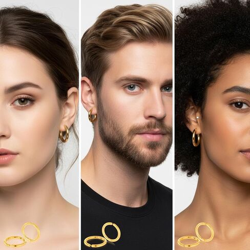 8Pcs Gold Clip On Earrings for Men Women, Non Piercing Fake Hoops 4 Size Cool Stainless Steel Clip On Earring Unisex Hoop Ear Clips Christmas Gifts in Saudi Arabia