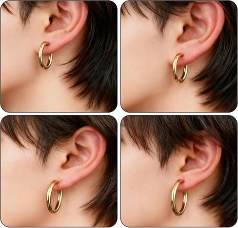 8Pcs Gold Clip On Earrings for Men Women, Non Piercing Fake Hoops 4 Size Cool Stainless Steel Clip On Earring Unisex Hoop Ear Clips Christmas Gifts in Saudi Arabia