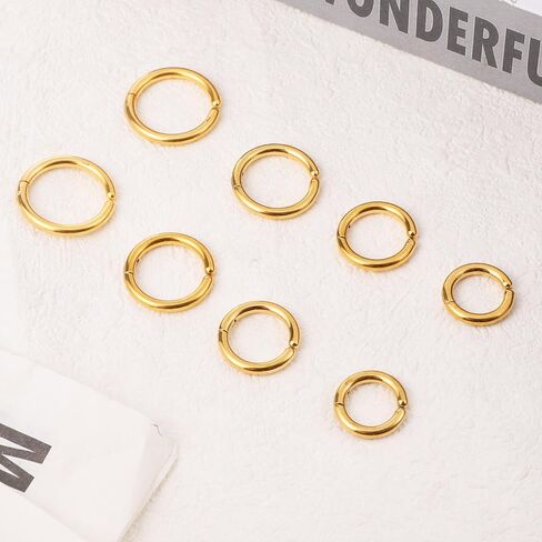 8Pcs Gold Clip On Earrings for Men Women, Non Piercing Fake Hoops 4 Size Cool Stainless Steel Clip On Earring Unisex Hoop Ear Clips Christmas Gifts in Saudi Arabia