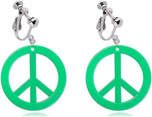 Retro Personality Lightweight Acrylic Halloween Peace Clip on Earrings 60s 70s 80s Earrings Ladies Halloween Party Gifts in Saudi Arabia