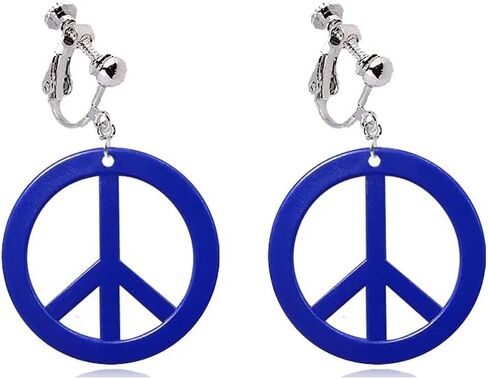 Retro Personality Lightweight Acrylic Halloween Peace Clip on Earrings 60s 70s 80s Earrings Ladies Halloween Party Gifts in Saudi Arabia