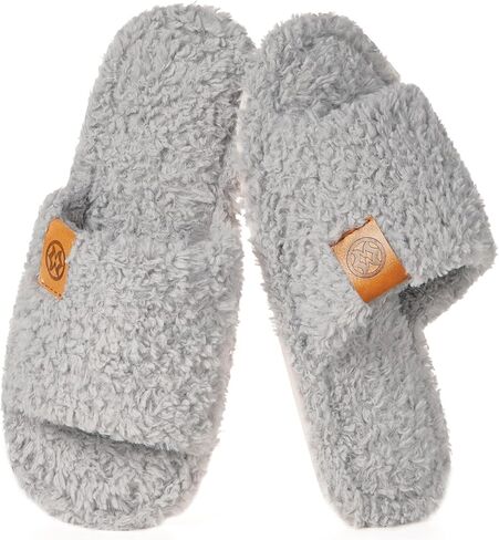 شباشب Dokela Fuzzy مفتوحة عند الأصابع للنساء من الإسفنج الذكي الناعم أحذية منزلية داخلية سهلة الارتداء شباشب مريحة لغرفة النوم للسيدات خفيفة الوزن ومضادة للانزلاق in Kuwait