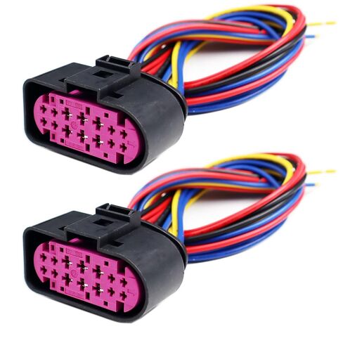 2Pcs 14-PIN Headlights Headlamps Connector Compatible with Ram 1500 2013-2018 Harness Wire Pigtail 68093216AD, 68093216AB, 68093216AC in Saudi Arabia