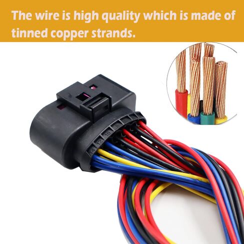 2Pcs 14-PIN Headlights Headlamps Connector Compatible with Ram 1500 2013-2018 Harness Wire Pigtail 68093216AD, 68093216AB, 68093216AC in Saudi Arabia