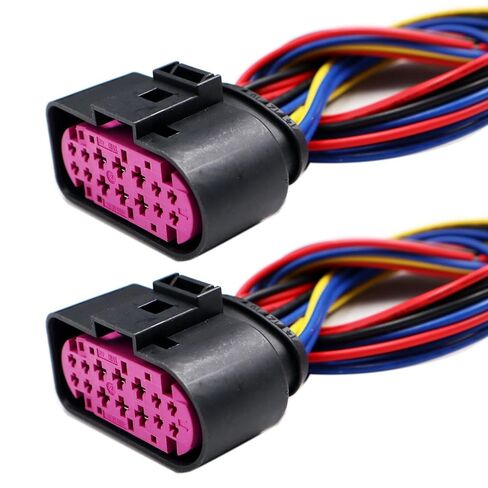 2Pcs 14-PIN Headlights Headlamps Connector Compatible with Ram 1500 2013-2018 Harness Wire Pigtail 68093216AD, 68093216AB, 68093216AC in Saudi Arabia