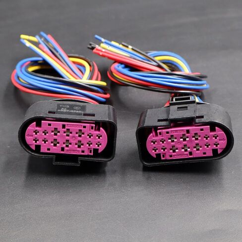 2Pcs 14-PIN Headlights Headlamps Connector Compatible with Ram 1500 2013-2018 Harness Wire Pigtail 68093216AD, 68093216AB, 68093216AC in Saudi Arabia