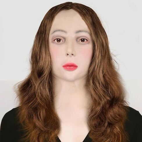 زي قناع الهالوين وجه امرأة بشعر طويل، قناع حفلة الهالوين من اللاتكس، أقنعة رأس كاملة لملابس متقاطعة، فستان تنكرية للحفلات التنكرية in Saudi Arabia