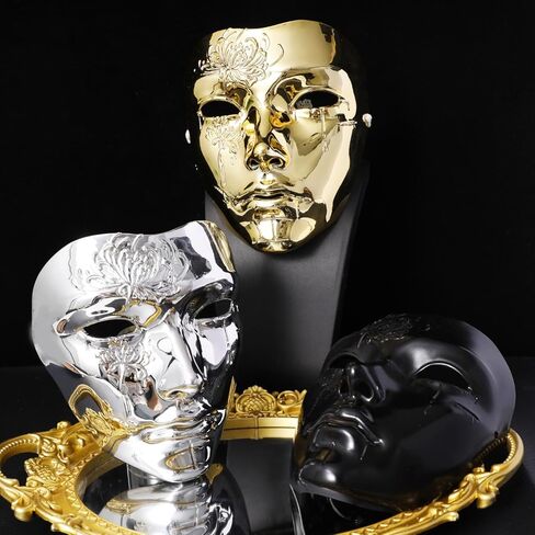 مجموعة أقنعة كاملة الألوان مجموعة أقنعة مكونة من 3 قطع (ذهبي + فضي + أسود) in Kuwait