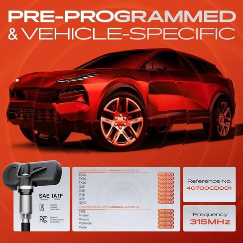 مستشعر مراقبة ضغط الإطارات TPMS مبرمج مسبقًا 4 قطع من A-Premium - متوافق مع Nissan & Infiniti - 350Z، Frontier، Murano، Pathfinder، Xterra، EX35، FX45، G35، M35، Q45، QX40-315MHz in Saudi Arabia
