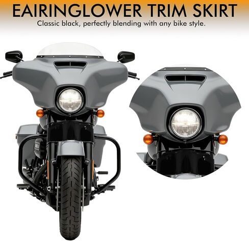 تنورة بحواف سفلية بتصميم جناح الخفاش لسيارة Harley Touring 1996-2013 | تنورة حاجز عاكسة الشكل الخارجي لـ Electra Glide FLHT FLHX Street Glide | أسود in Kuwait