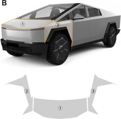 لـ 2024-2026 Tesla Cybertruck PPF Precut Gloss Clear طلاء السيارة طبقة حماية ذاتية الشفاء من مادة TPU HD فيلم حامي الخدش الملحقات الخارجية (غطاء محرك السيارة + حاجز 3 قطع) in Saudi Arabia