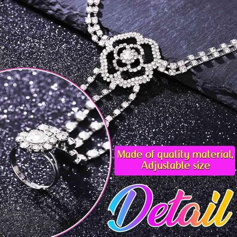 GORTIN Rhinestones Fingerless Gloves Flower Sparkle Crystal Gloves Bridal Hand Chain Accessories for Women in Saudi Arabia