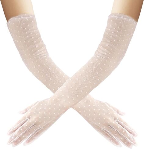 ALIBBON Women Long Lace Gloves Elbow Length Elegant Mesh gloves for Wedding Opera Dance Tea Party Halloween Cosplay Costume in Saudi Arabia