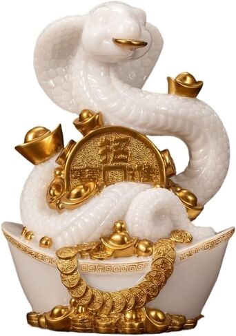 Shelf Decor Chinese Imitation Jade Crafts, Living Room Zodiac Snake Decorations, Entrance Hall Fortune-Seeking Ornaments Decorations for Office in Saudi Arabia