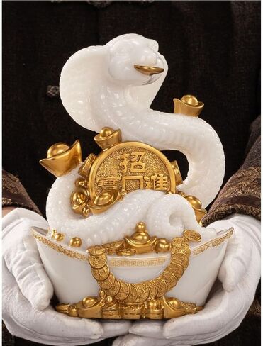 Shelf Decor Chinese Imitation Jade Crafts, Living Room Zodiac Snake Decorations, Entrance Hall Fortune-Seeking Ornaments Decorations for Office in Saudi Arabia