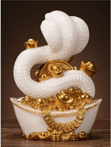 Shelf Decor Chinese Imitation Jade Crafts, Living Room Zodiac Snake Decorations, Entrance Hall Fortune-Seeking Ornaments Decorations for Office in Saudi Arabia