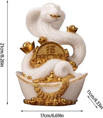 Shelf Decor Chinese Imitation Jade Crafts, Living Room Zodiac Snake Decorations, Entrance Hall Fortune-Seeking Ornaments Decorations for Office in Saudi Arabia