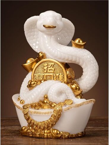 Shelf Decor Chinese Imitation Jade Crafts, Living Room Zodiac Snake Decorations, Entrance Hall Fortune-Seeking Ornaments Decorations for Office in Saudi Arabia
