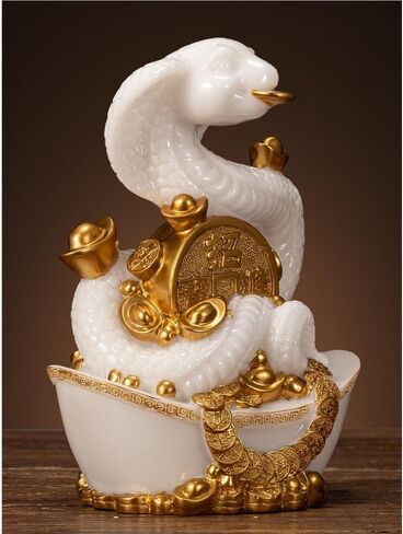 Shelf Decor Chinese Imitation Jade Crafts, Living Room Zodiac Snake Decorations, Entrance Hall Fortune-Seeking Ornaments Decorations for Office in Saudi Arabia